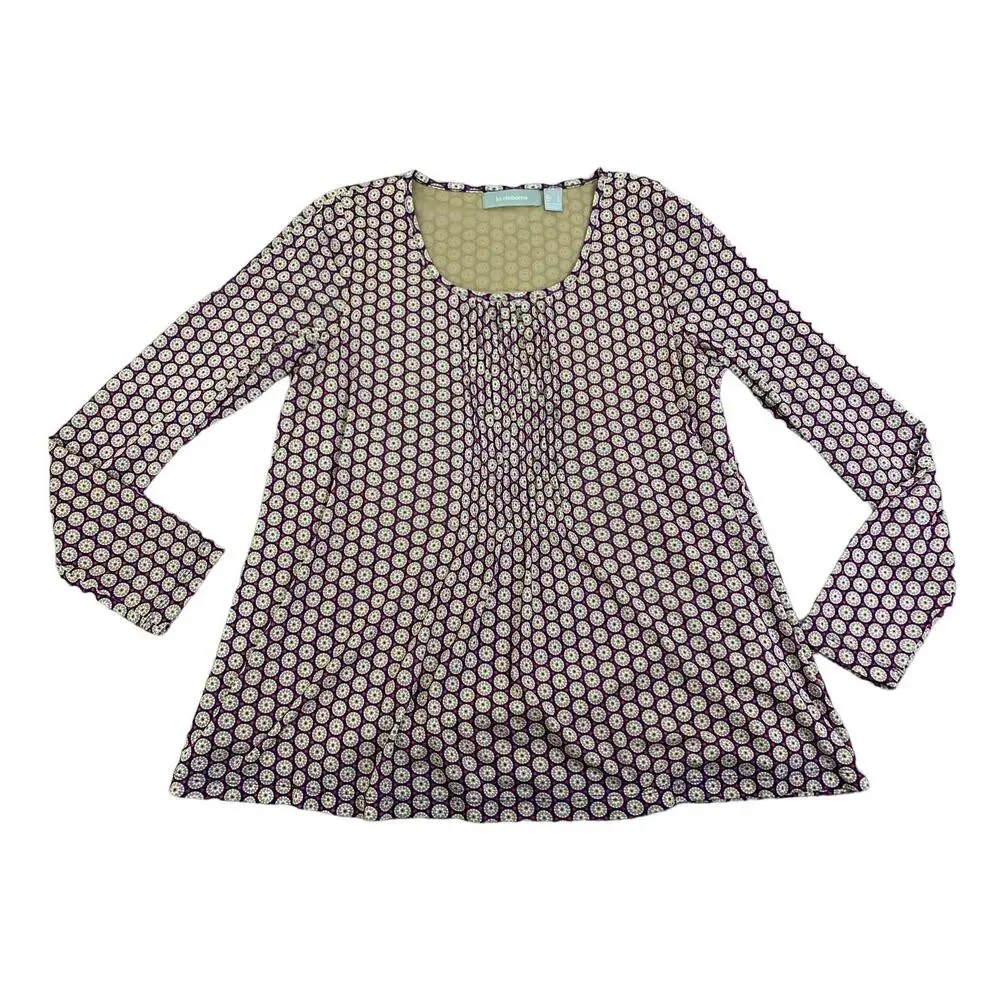 Liz Claiborne Blouse Long Sleeve Geometric Print Boho Size Large